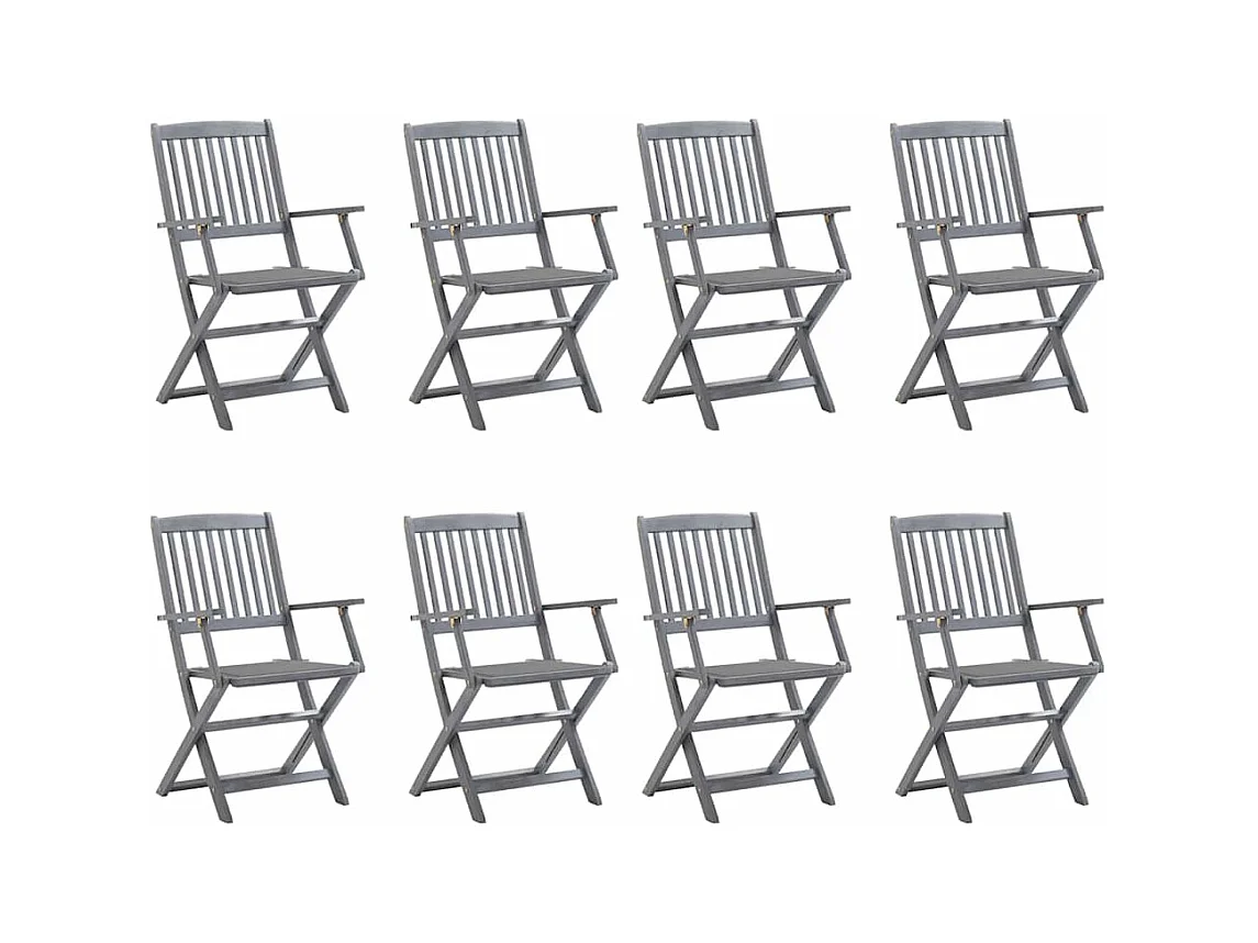 Chaises pliables d'extérieur lot de 8 et coussins Bois d'acacia