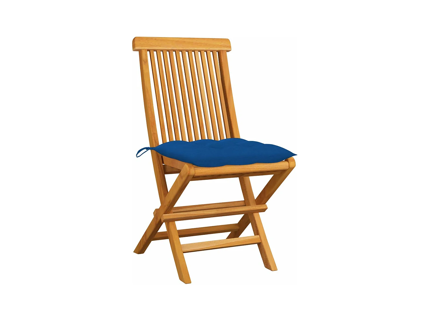Gartenstühle mit Blauen Kissen 2 Stk. Massivholz Teak