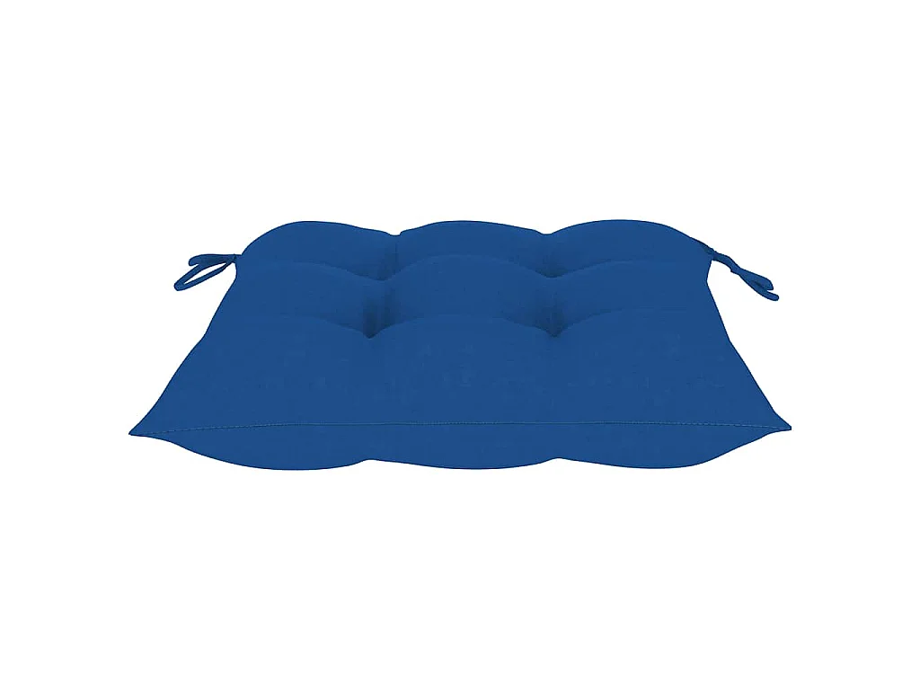 Chaises pliantes avec coussins bleus, 2 pièces, en teck massif
