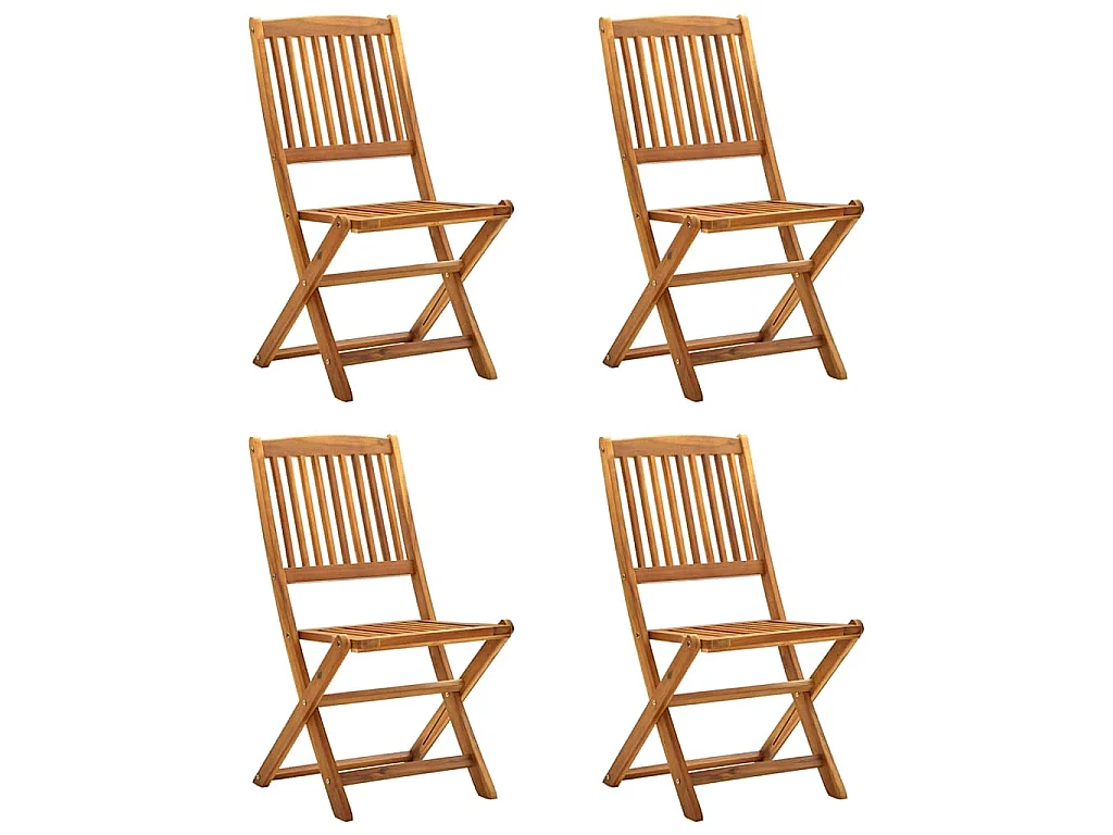 Chaises pliantes 4 pièces en bois d'acacia massif
