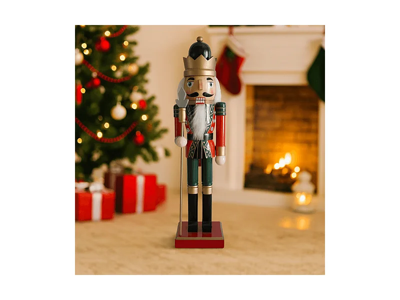 Cascanueces de Navidad Rebecca Mobili Arjuna 35x8x10 Madera Verde Rojo Clásico