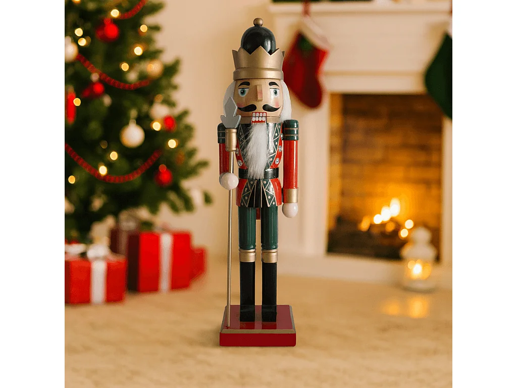 Cascanueces de Navidad Rebecca Mobili Arjuna 35x8x10 Madera Verde Rojo Clásico