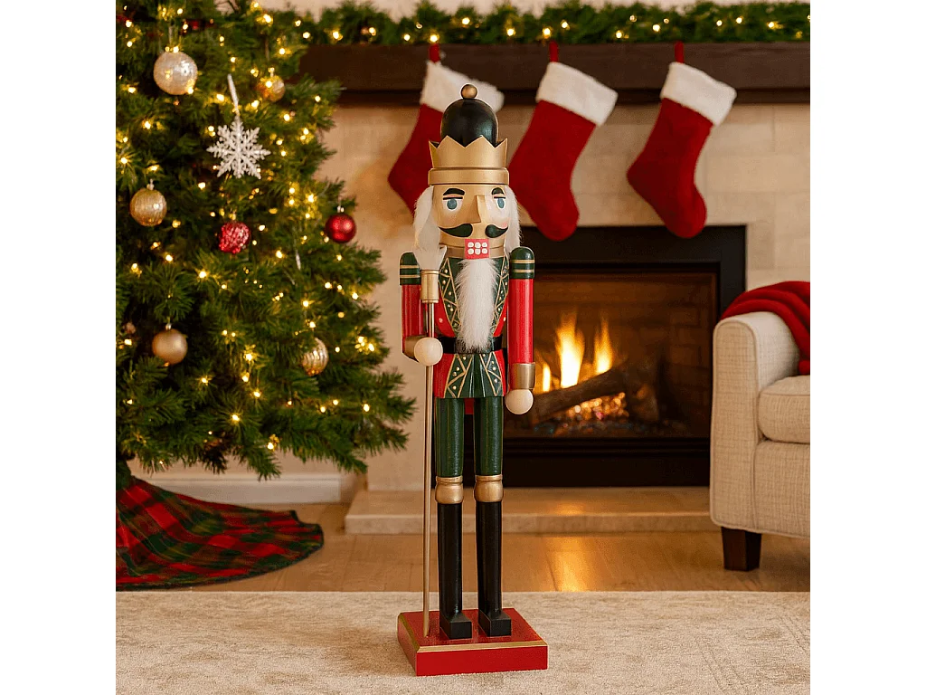 Cascanueces de Navidad Rebecca Mobili Arjuna 35x8x10 Madera Verde Rojo Clásico