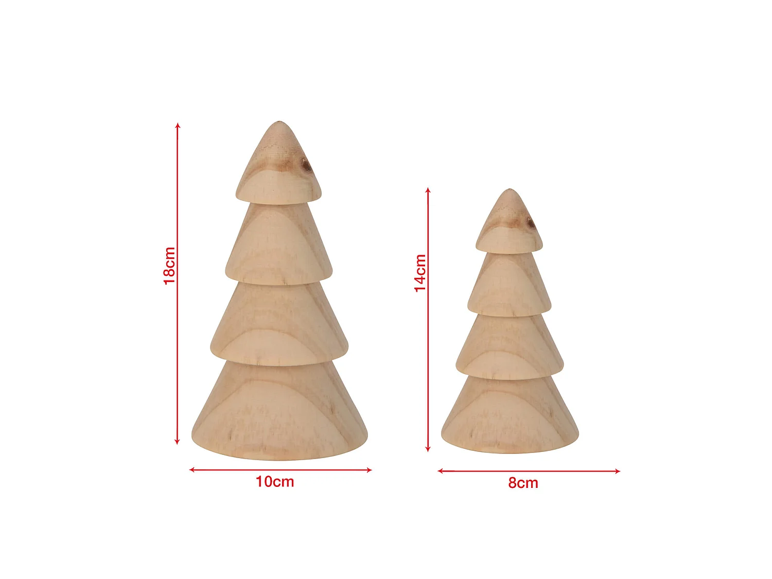 Ensemble de 2 Petits Sapins de Noël en Bois Naturel Marron Décorations de Noël Idée Cadeau