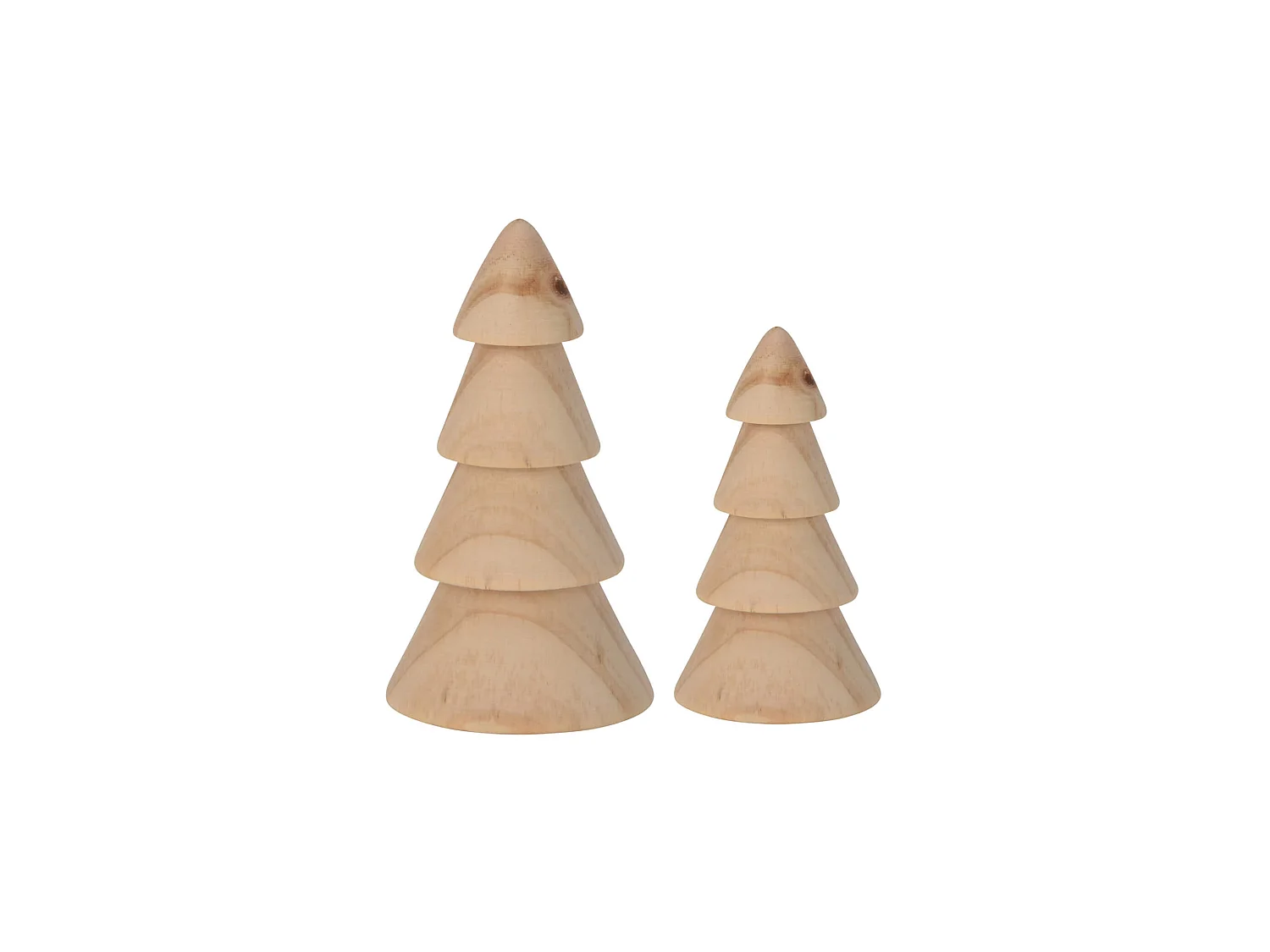 Set de 2 Pequeños Árboles de Navidad de Madera Natural Marrón Decoraciones de Navidad Idea de Regalo