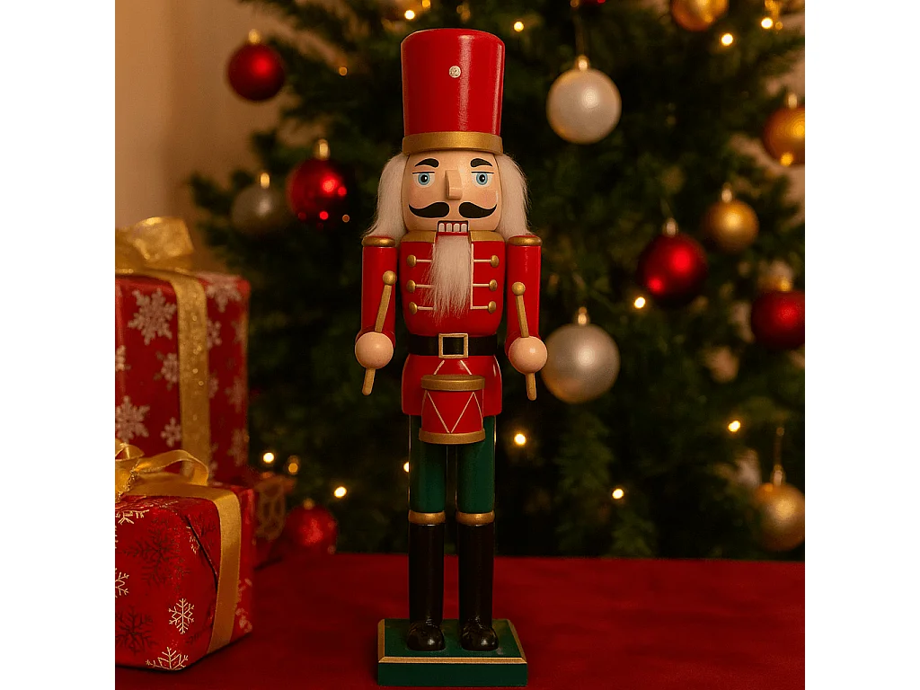 Casse-noisette de Noël Rebecca Mobili Renge 35x8x10 Bois Vert Rouge Classique