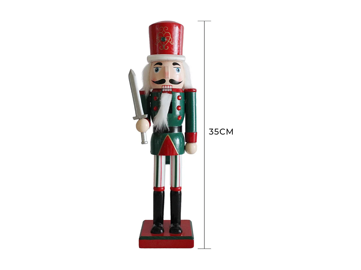 Casse-noisette de Noël Rebecca Mobili Renge 35x8x10 Bois Vert Rouge Classique