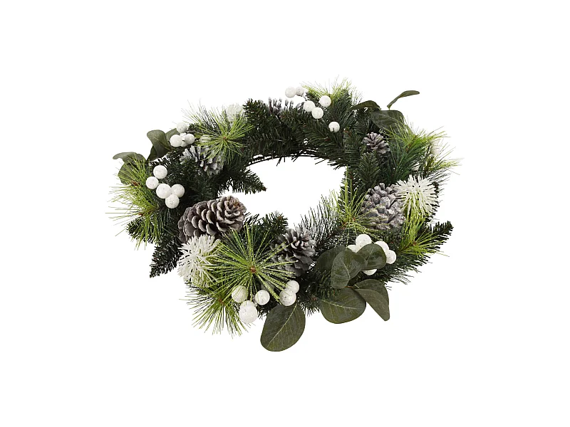 Ghirlanda di Natale Corona Natalizia Plastica Verde Bianco Idea Regalo