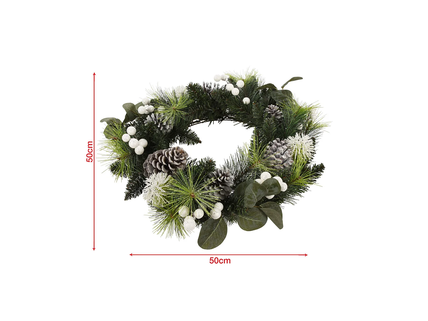 Ghirlanda di Natale Corona Natalizia Plastica Verde Bianco Idea Regalo