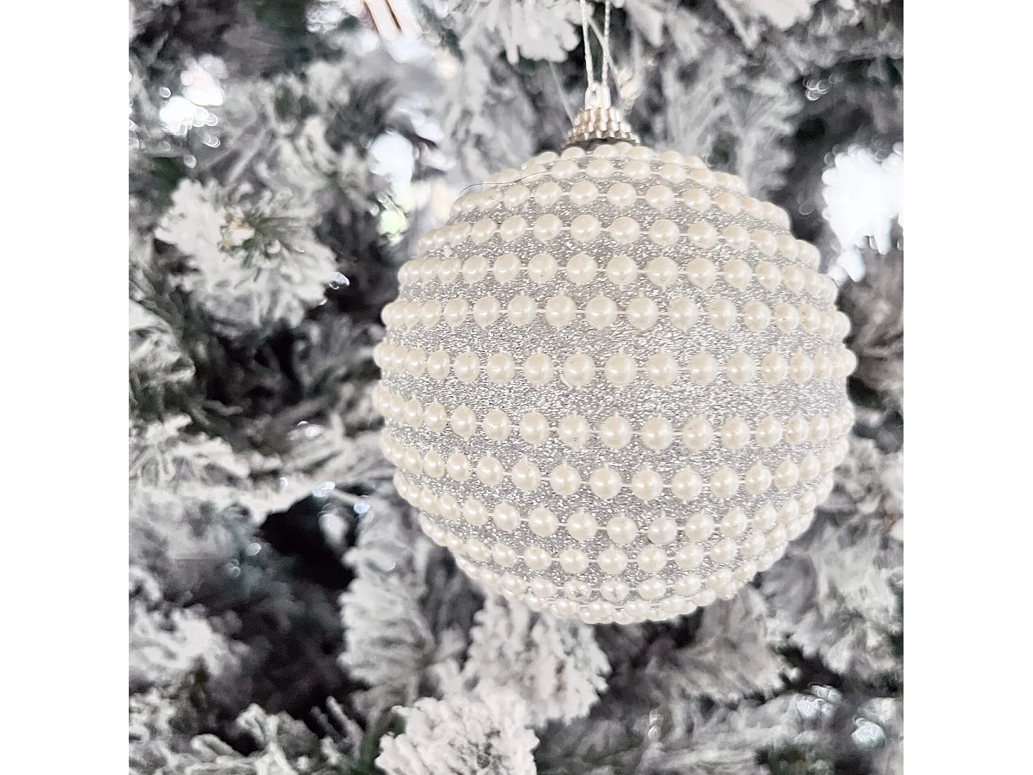 Set 4 Palline Grandi per Albero di Natale Plastica Color Argento Stile Classico