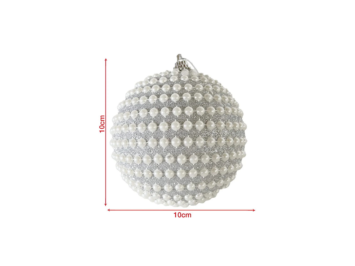 Set 4 Palline Grandi per Albero di Natale Plastica Color Argento Stile Classico