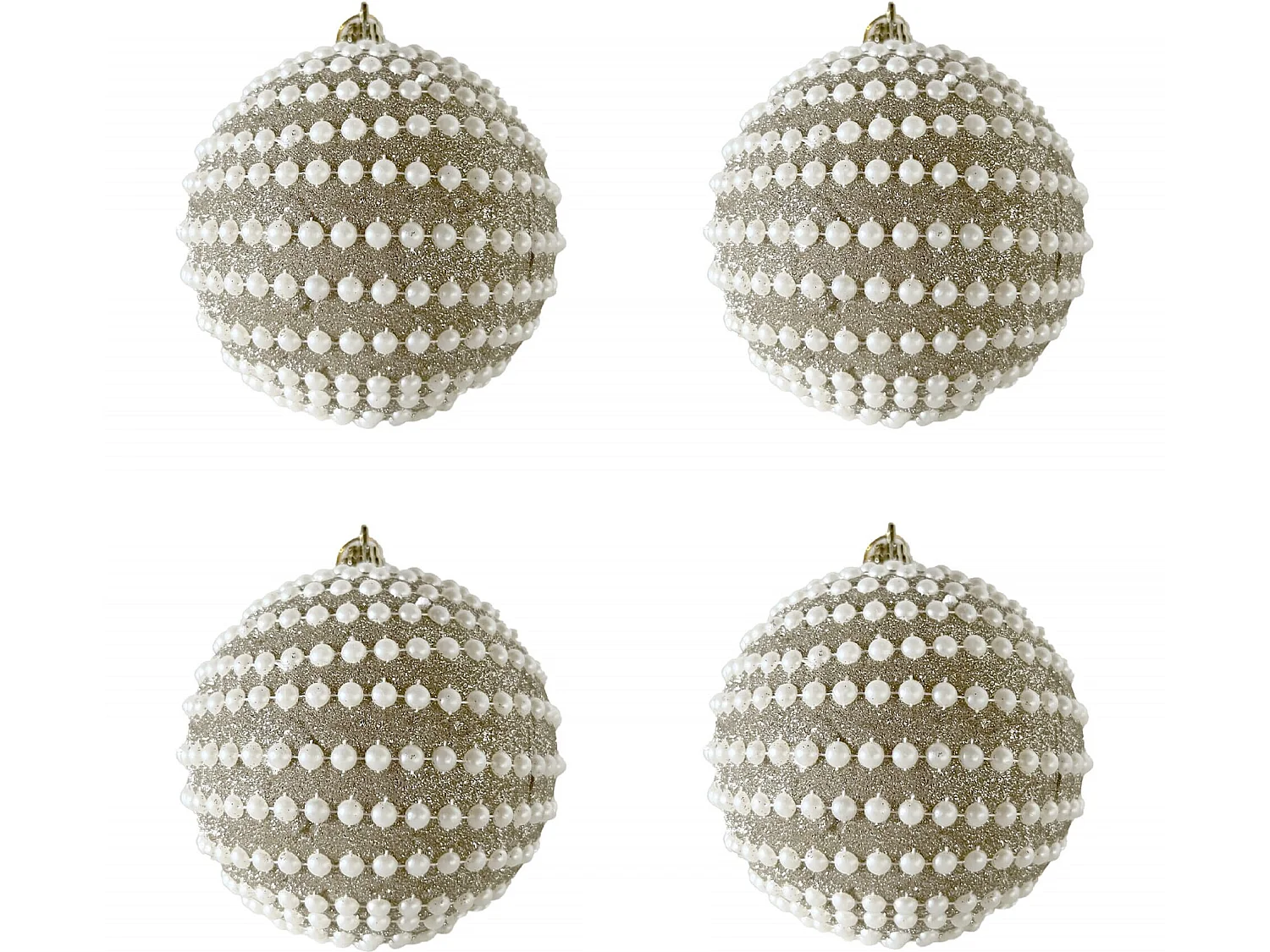 Set 4 Decorazioni per Albero di Natale Palline Natalizie Plastica Color Oro