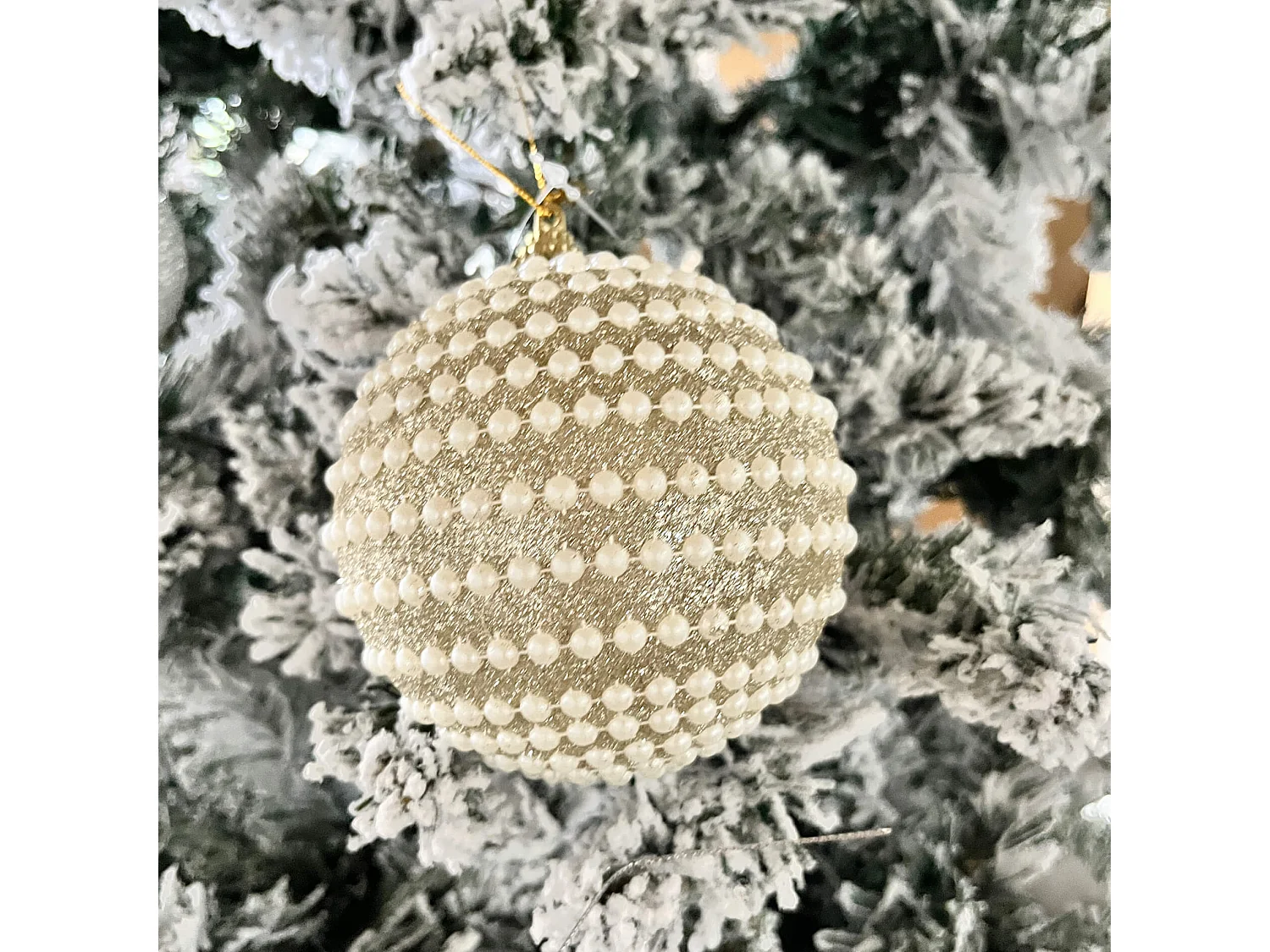 Set 4 Decorazioni per Albero di Natale Palline Natalizie Plastica Color Oro