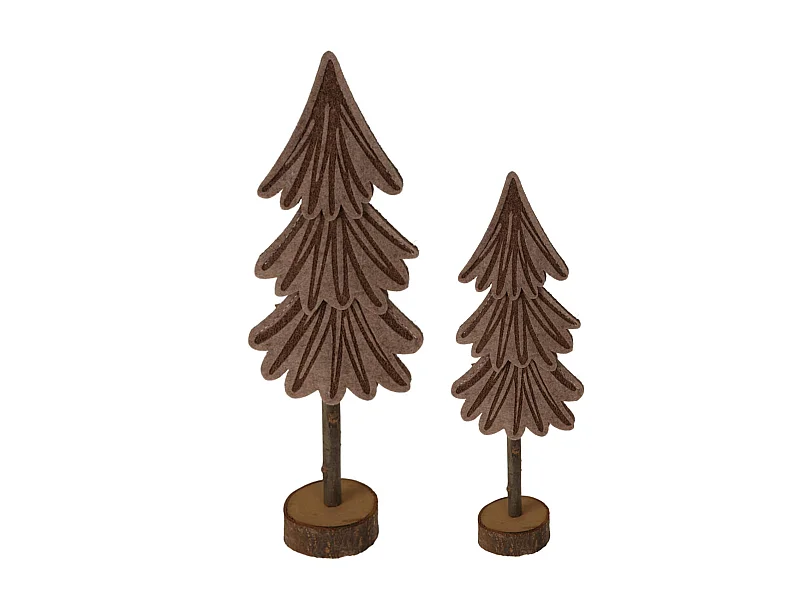 Piccoli Alberi in Feltro Legno Marrone 2 pz Decorazione Natalizia