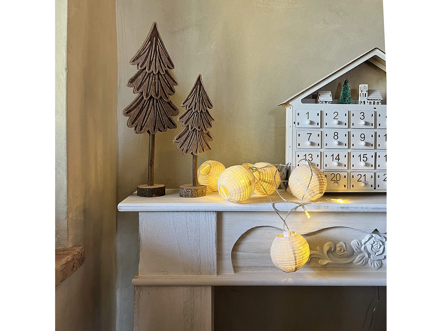 Piccoli Alberi in Feltro Legno Marrone 2 pz Decorazione Natalizia