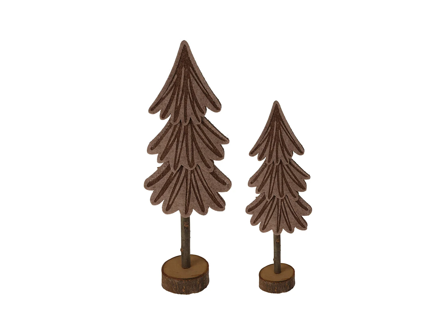 Petits Arbres en Feutre Bois Marron 2 pièces Décoration de Noël