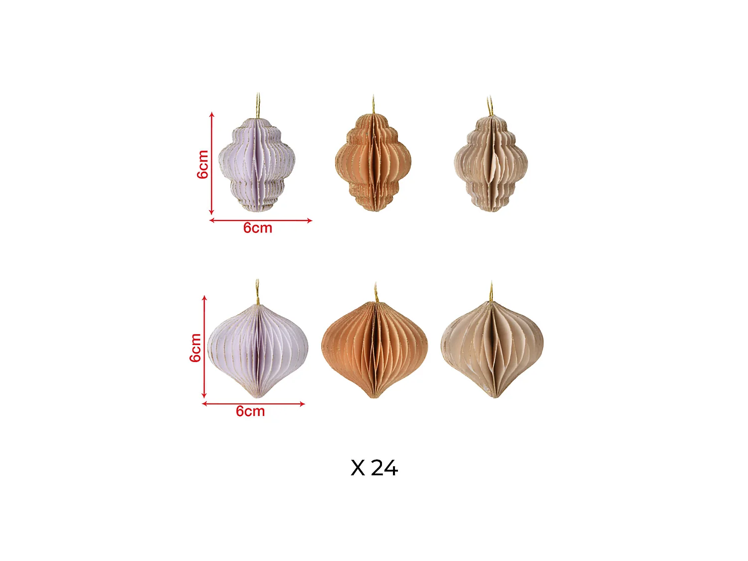 Ornements de Noël Suspendus Décoratifs en Papier 24 pcs