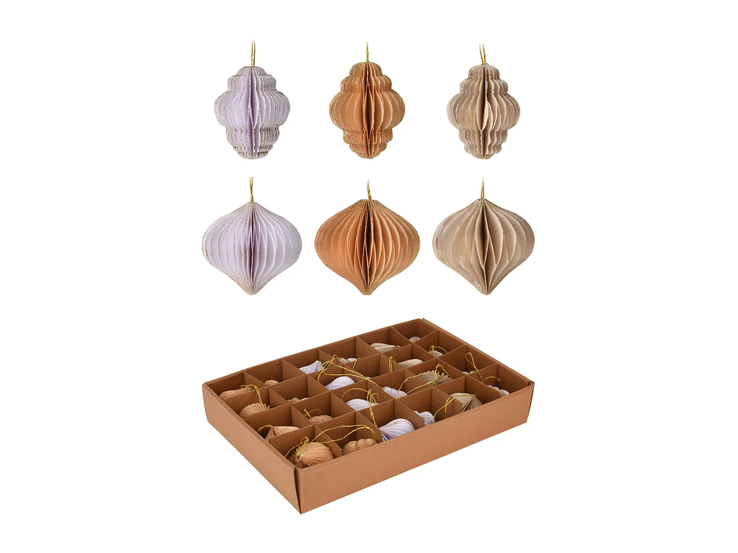 Ornements de Noël Suspendus Décoratifs en Papier 24 pcs