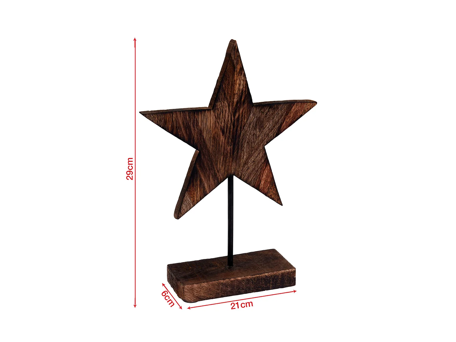 Étoile en Bois Marron avec Support Décoration de Noël