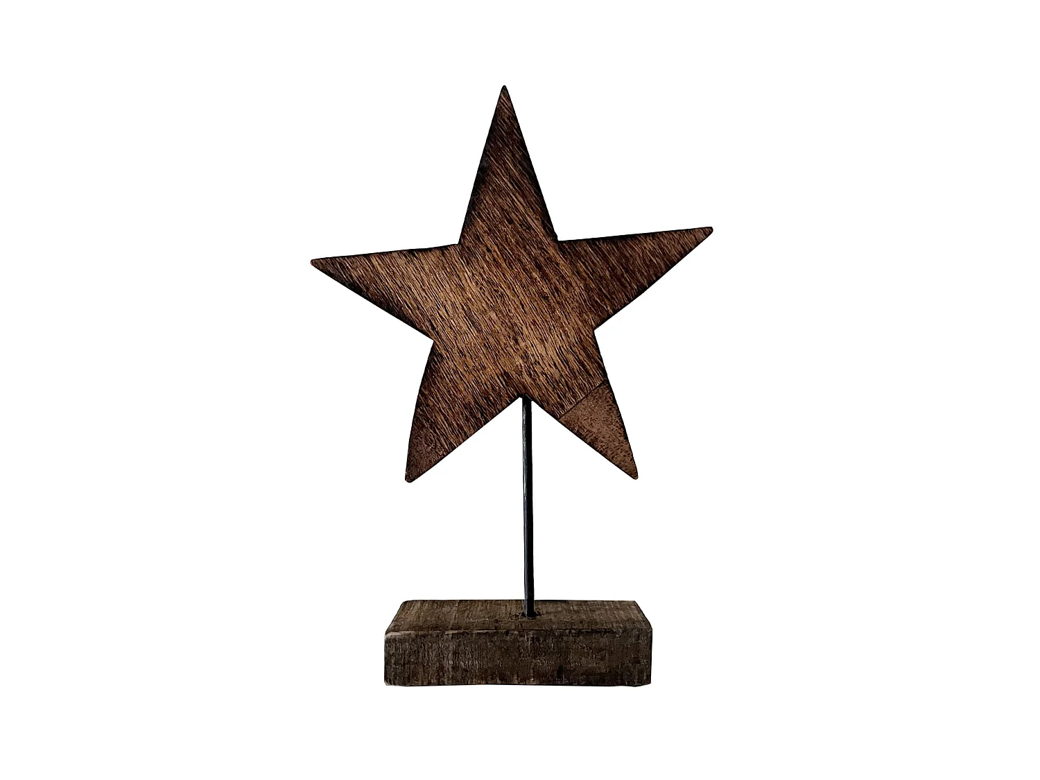 Étoile en Bois Marron avec Support Décoration de Noël