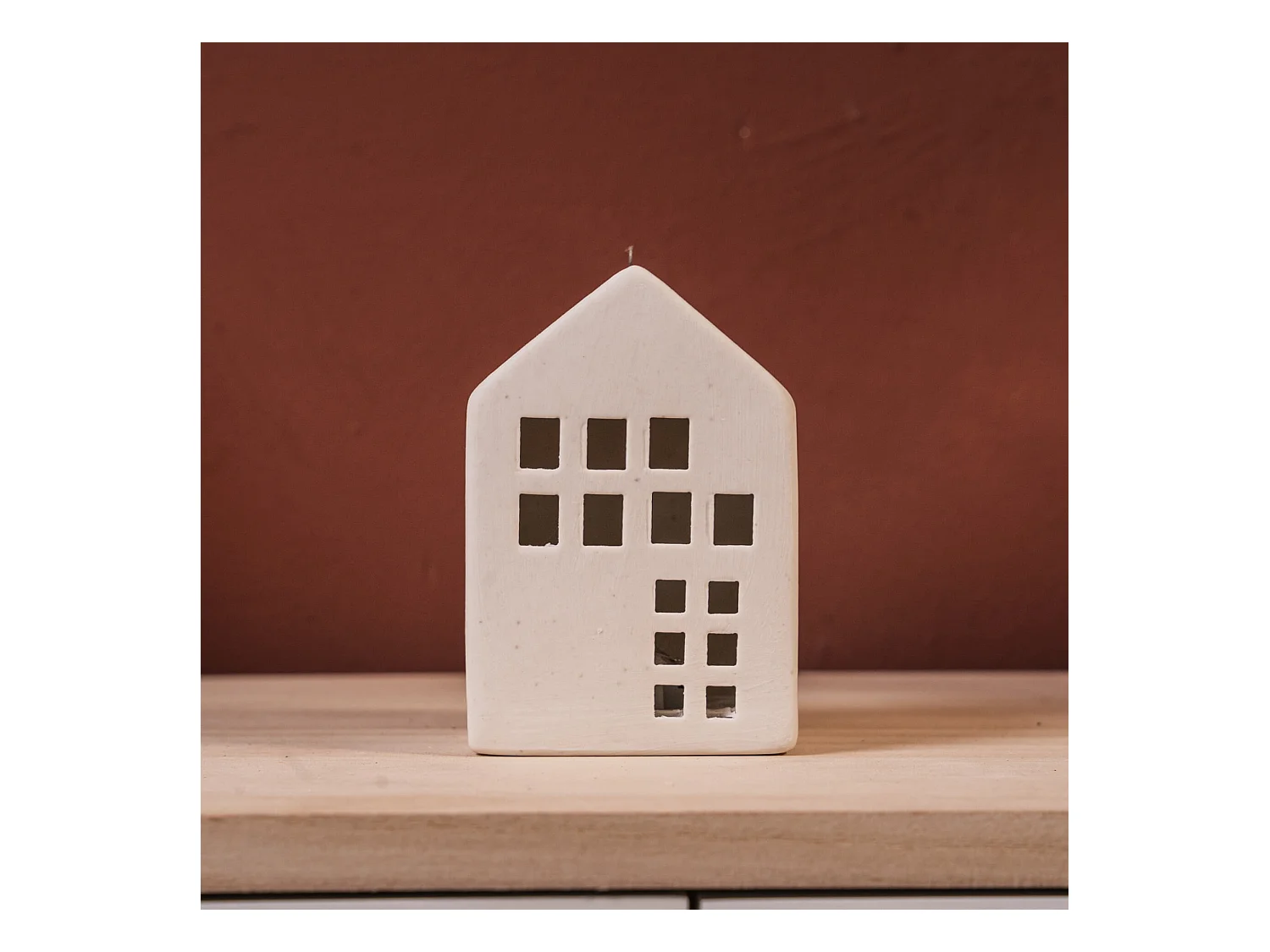 Casetta di Natale con Luci Decorazione Natalizia Ceramica Bianco Idea Regalo