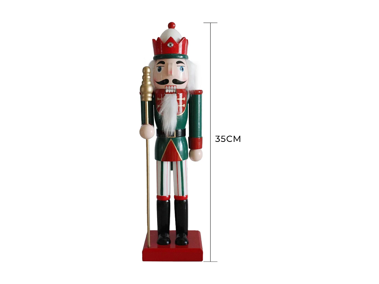Quebra-nozes de Natal Rebecca Mobili Cereo 35x8x10 Madeira Verde Vermelho Clássico
