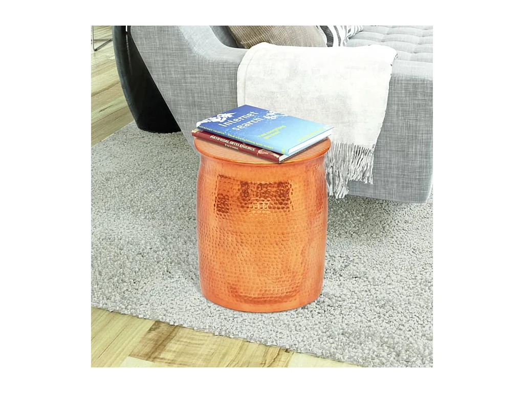 Taburete/mesita de centro de aluminio martillado color cobre
