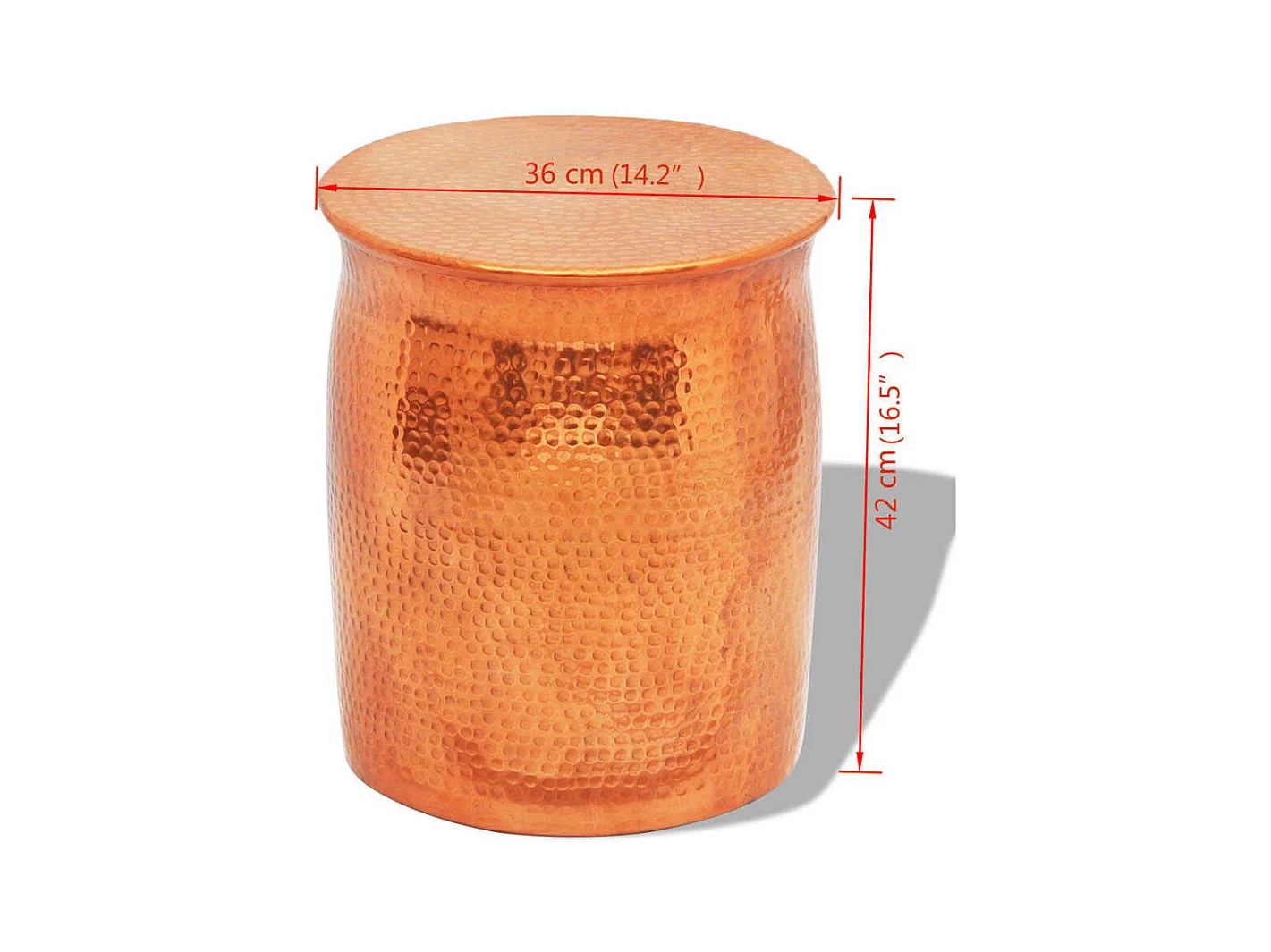 Taburete/mesita de centro de aluminio martillado color cobre