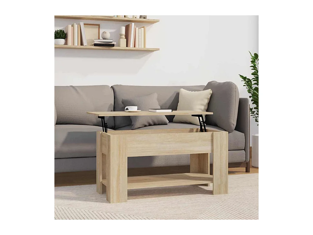 Table basse chêne sonoma 101x49x52 cm bois d'ingénierie