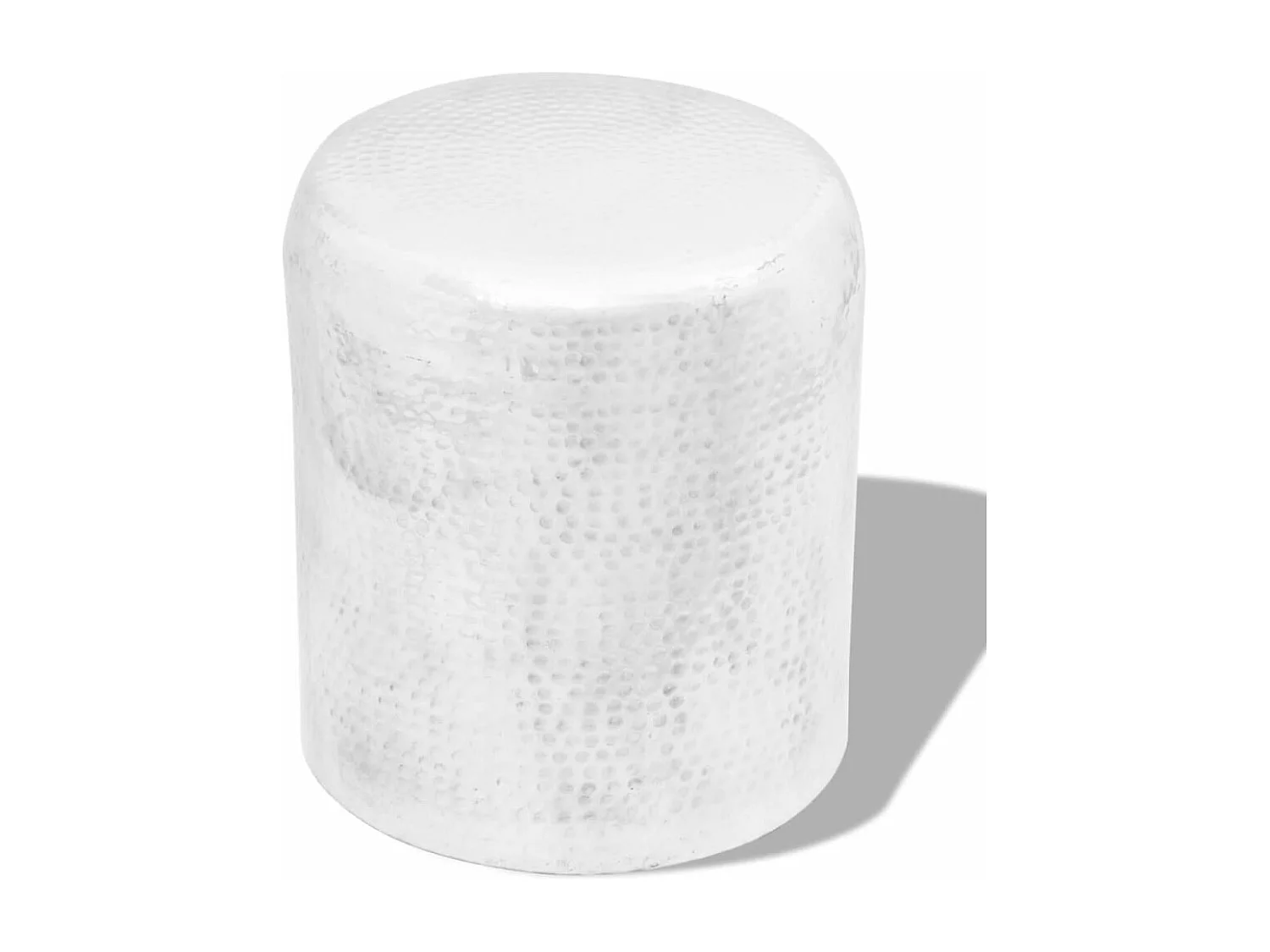 Taburete/mesa de centro de aluminio martillado plateado