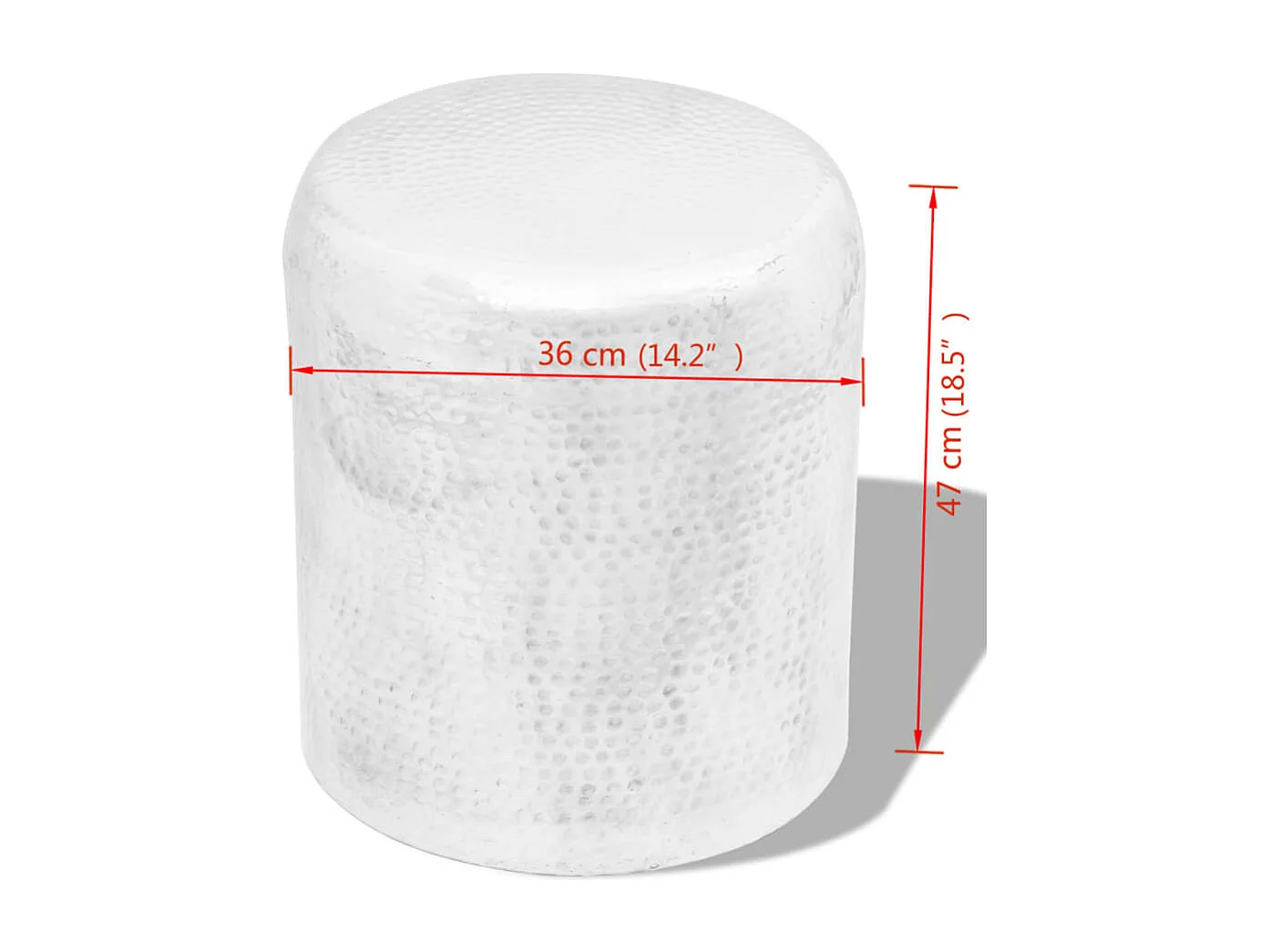 Taburete/mesa de centro de aluminio martillado plateado