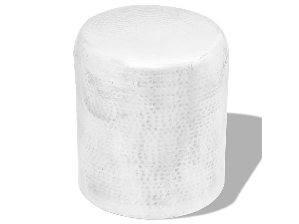 Table basse/tabouret martelé en aluminium Argenté