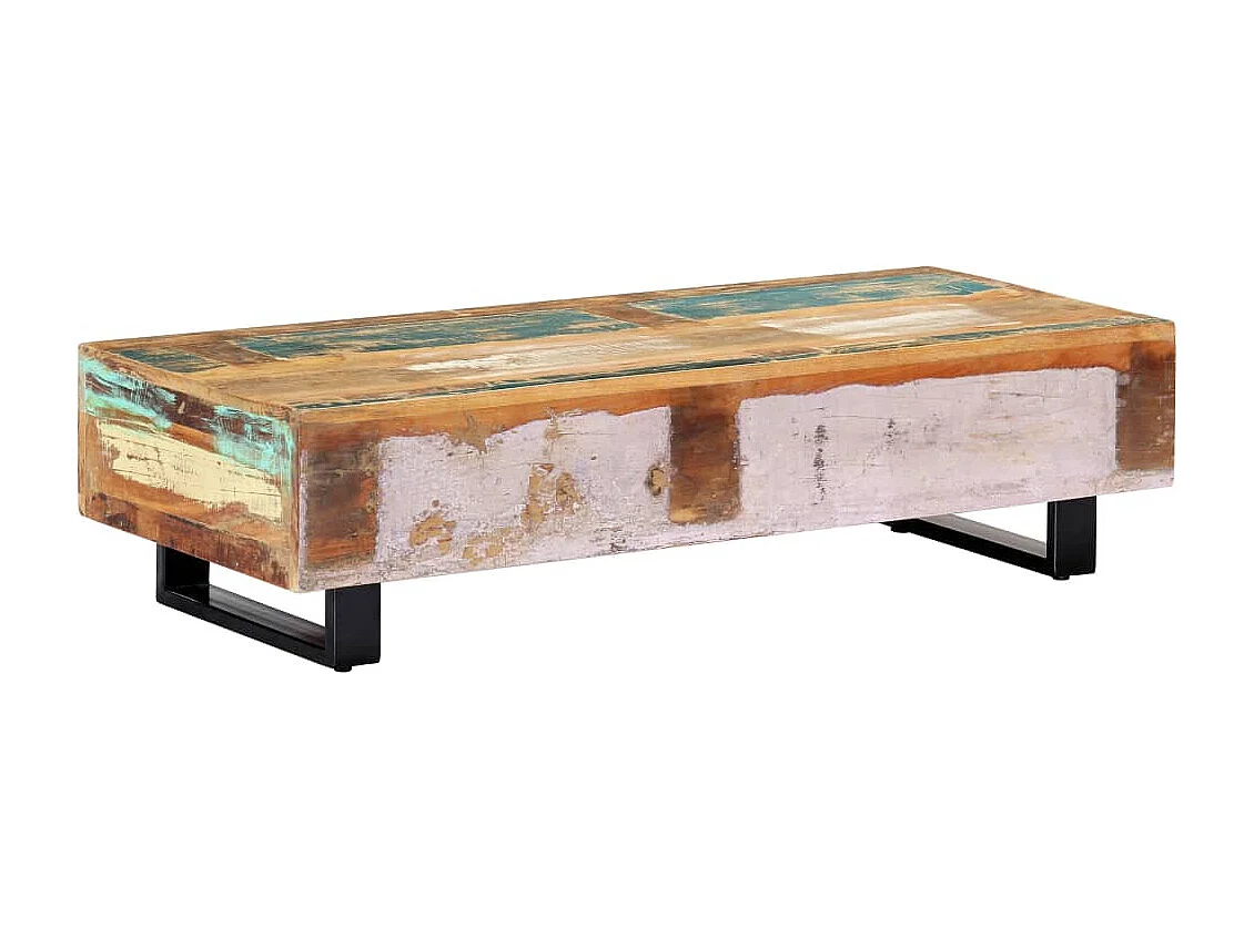 Table basse 120x50x30 cm Bois de récupération solide et acier