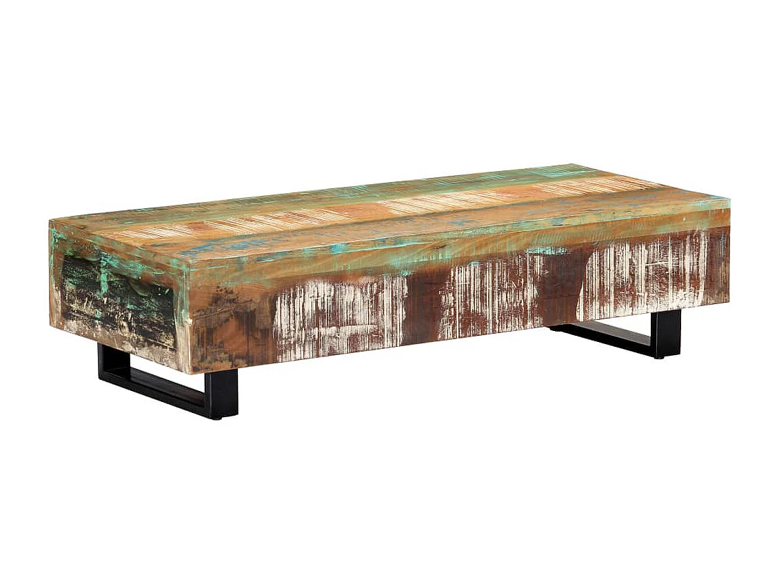 Table basse 120x50x30 cm Bois de récupération solide et acier