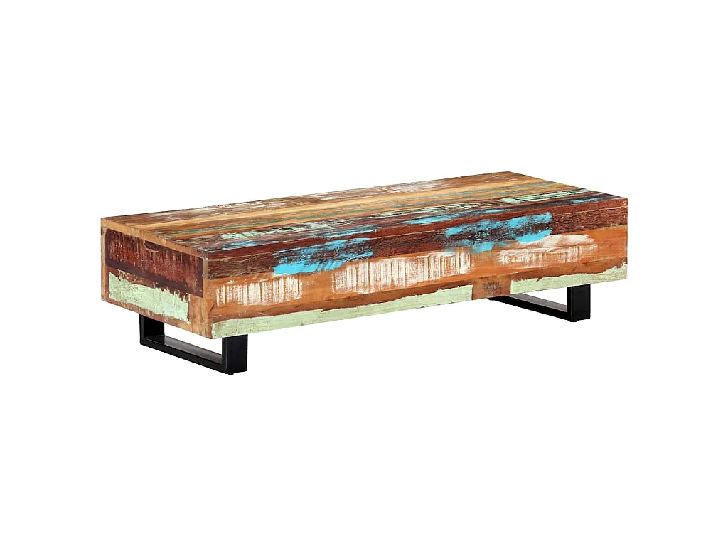 Table basse 120x50x30 cm Bois de récupération solide et acier