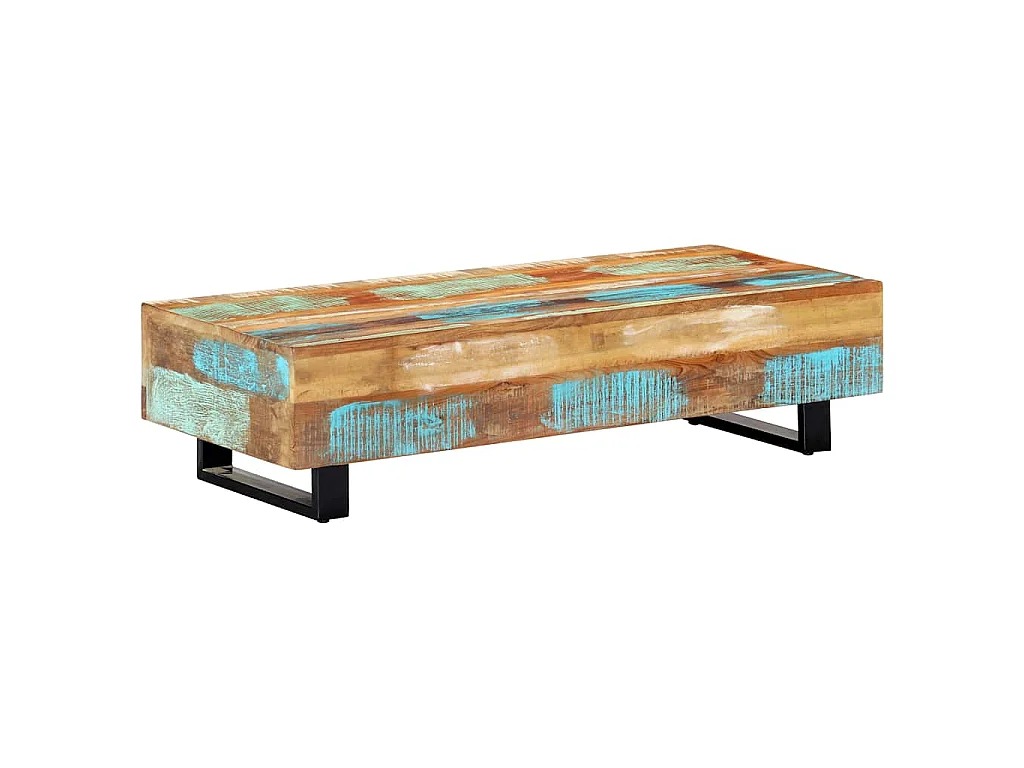 Table basse 120x50x30 cm Bois de récupération solide et acier