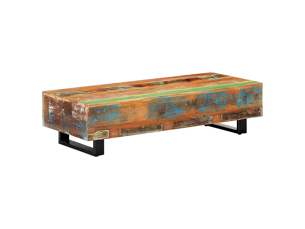 Table basse 120x50x30 cm Bois de récupération solide et acier