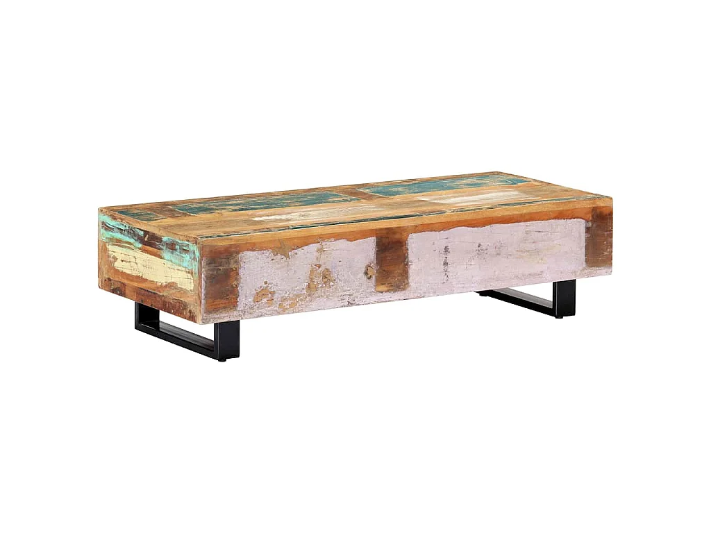 Table basse 120x50x30 cm Bois de récupération solide et acier