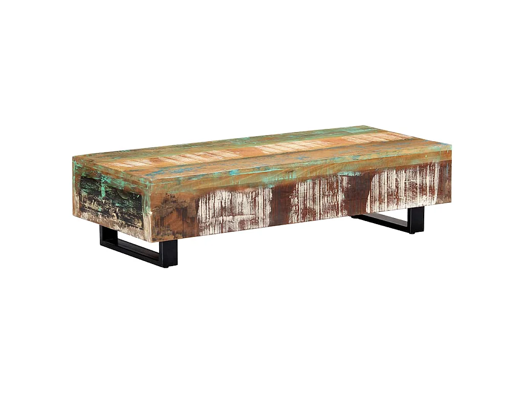 Table basse 120x50x30 cm Bois de récupération solide et acier