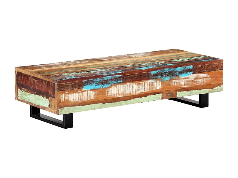 Table basse 120x50x30 cm Bois de récupération solide et acier
