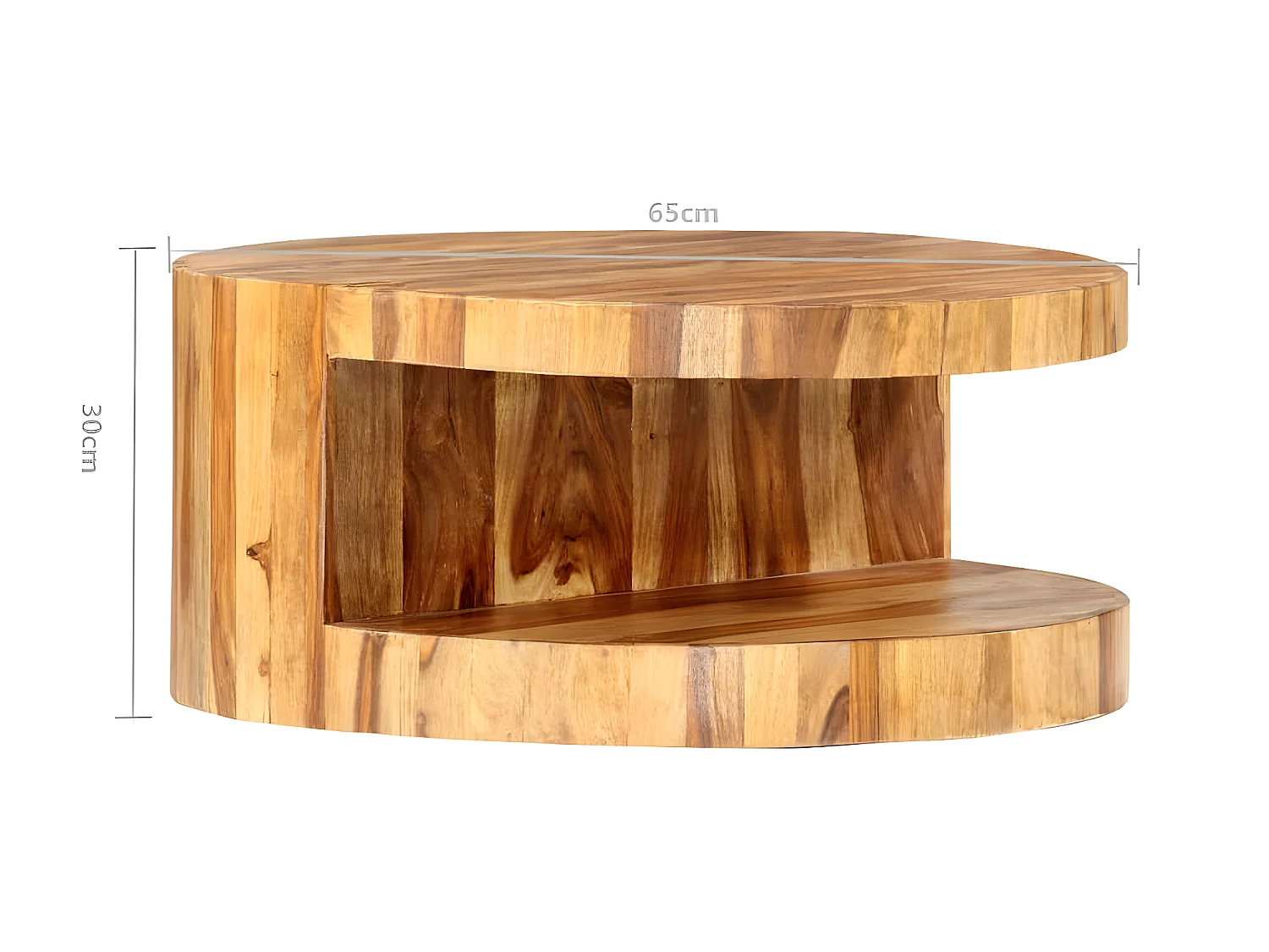 Couchtisch Rund 65×30 cm Massivholz Palisander