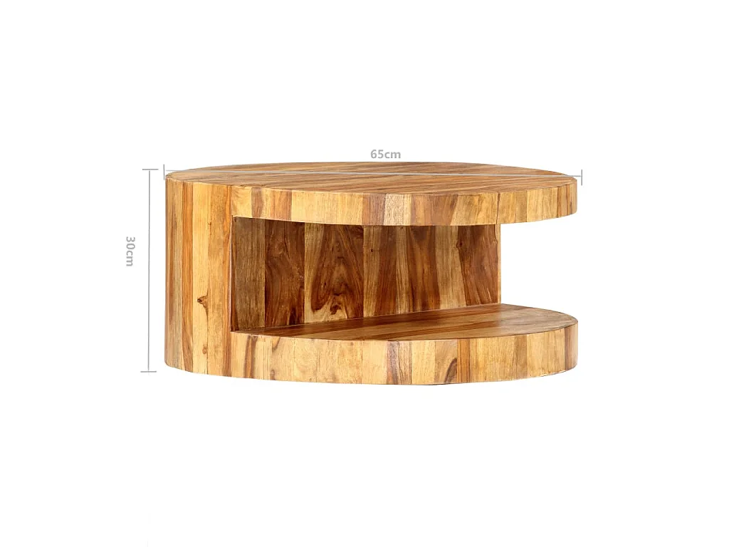 Couchtisch Rund 65×30 cm Massivholz Akazie