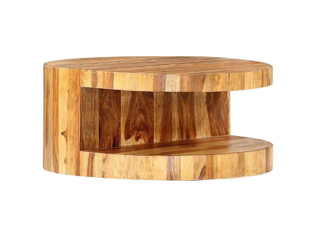Couchtisch Rund 65×30 cm Massivholz Akazie