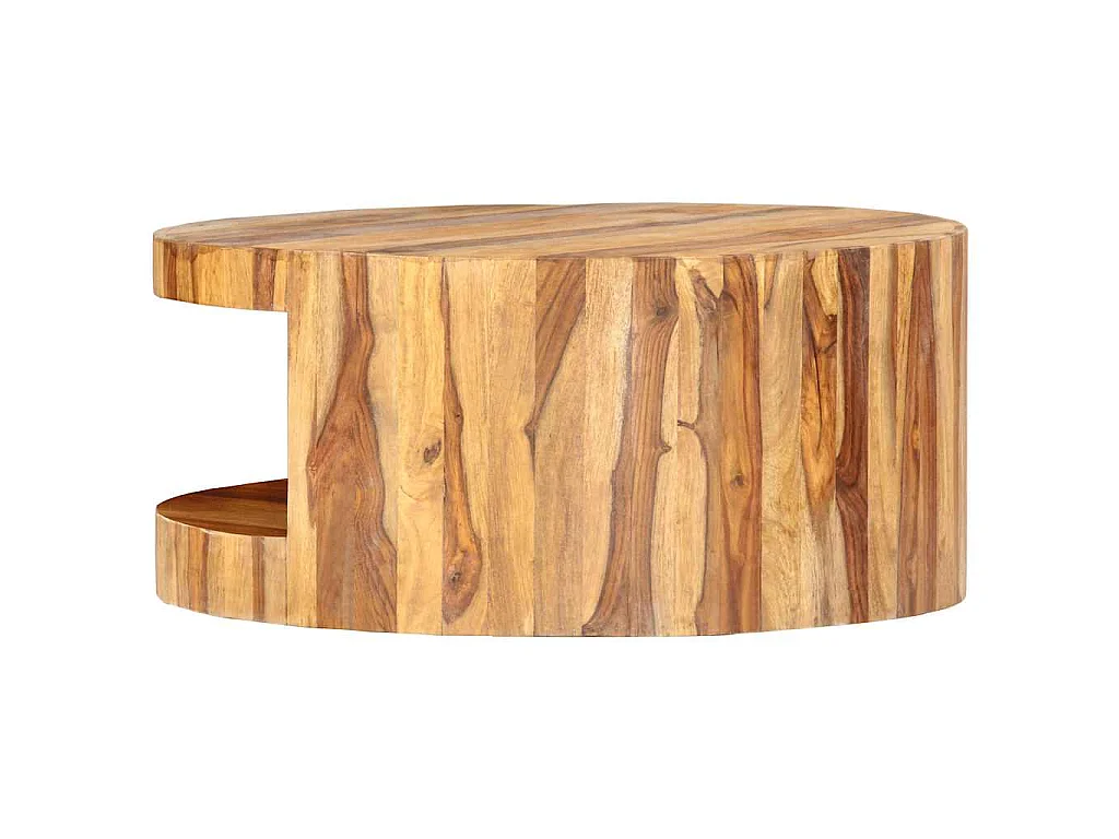 Couchtisch Rund 65×30 cm Massivholz Akazie