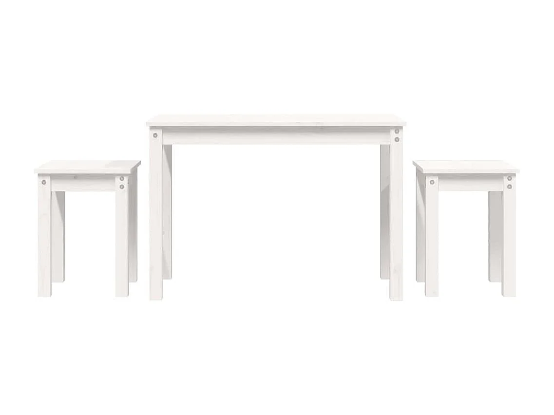 Satztische 3 Stk. Weiß Massivholz Kiefer