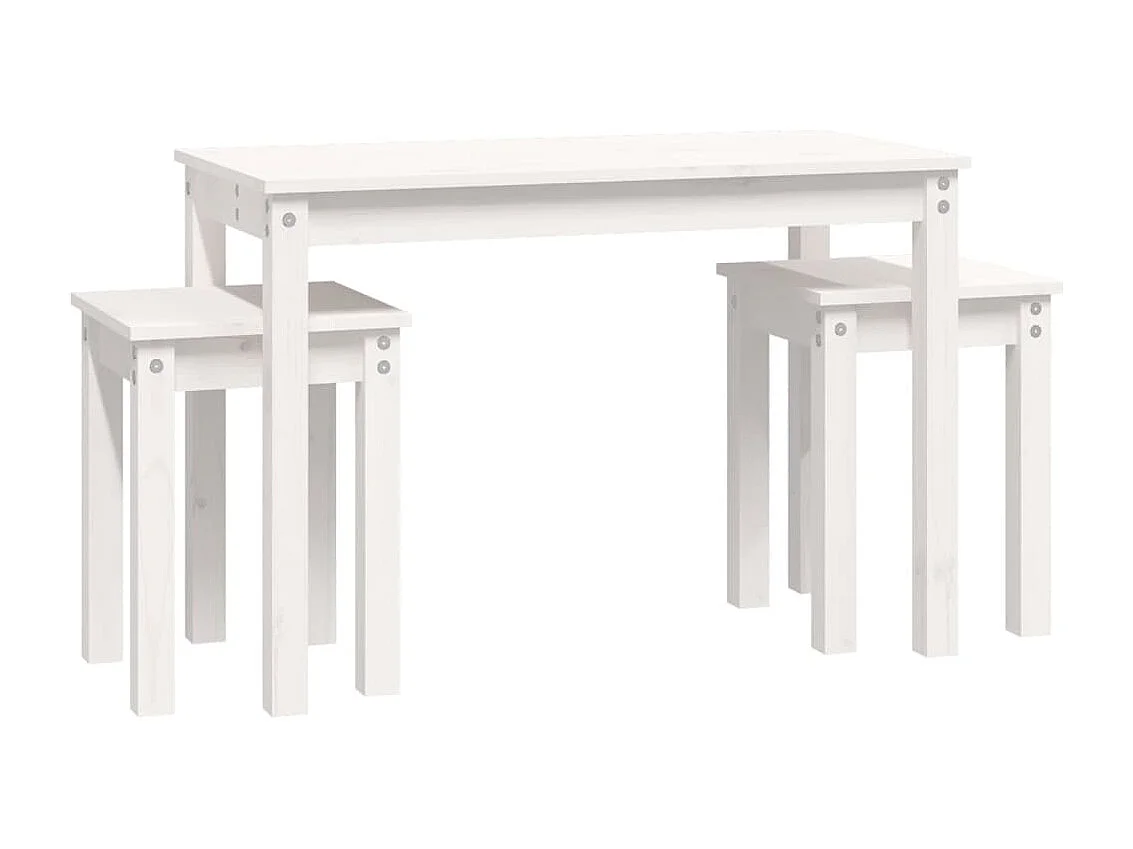 Satztische 3 Stk. Weiß Massivholz Kiefer