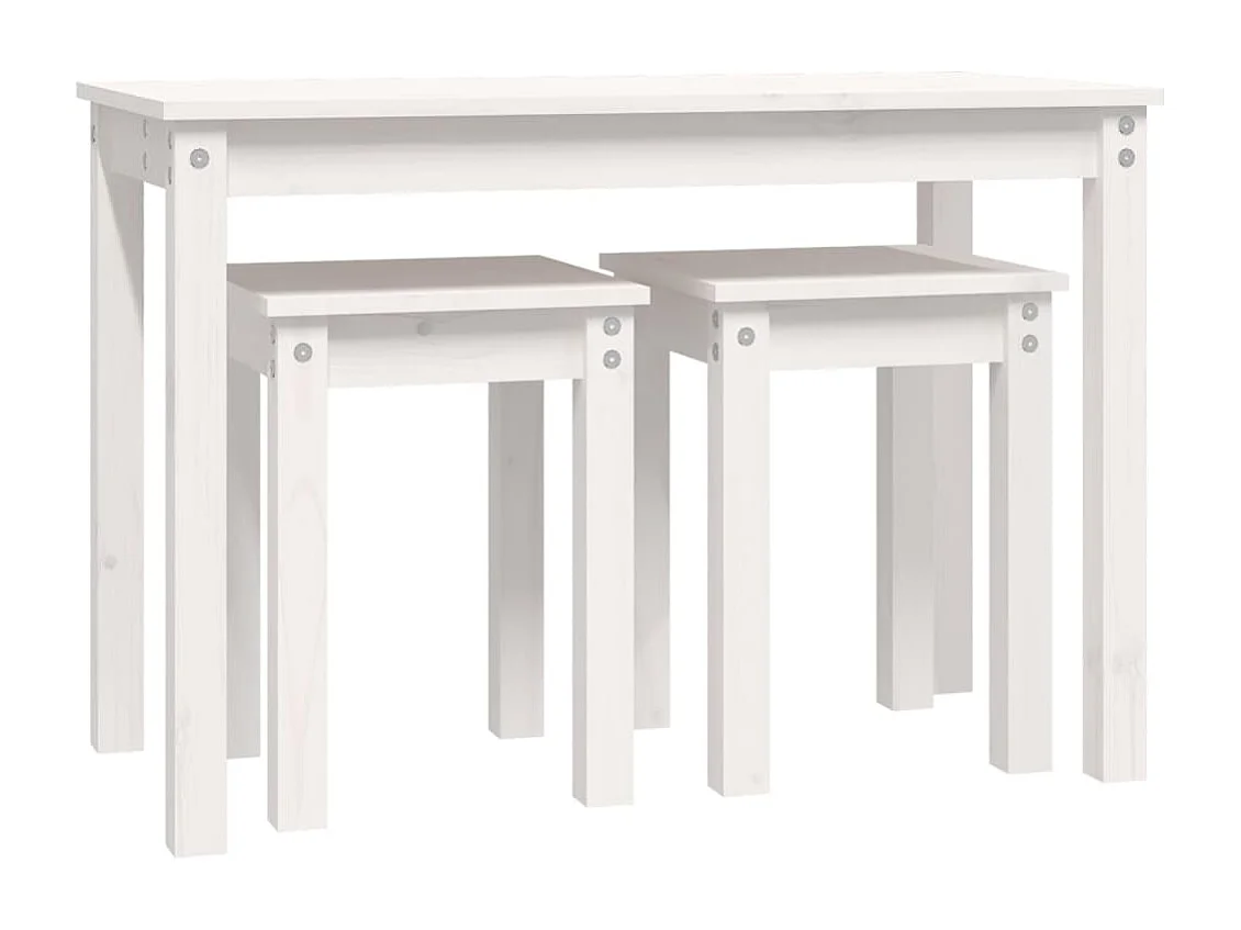 Satztische 3 Stk. Weiß Massivholz Kiefer