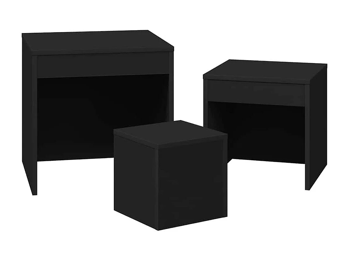 Tables gigognes 3 pcs Noir Aggloméré