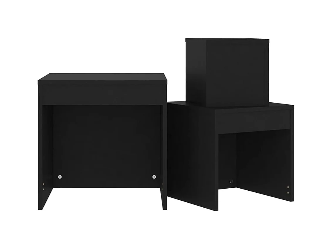 Satztische 3-tlg. Schwarz Holzwerkstoff