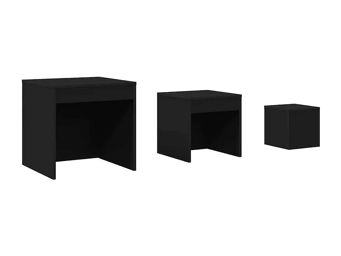 Mesas de encastrar 3 pcs derivados de madeira preto